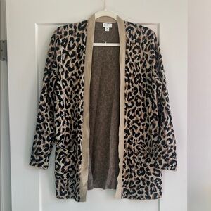 J.Crew Factory leopard print long open cardigan small